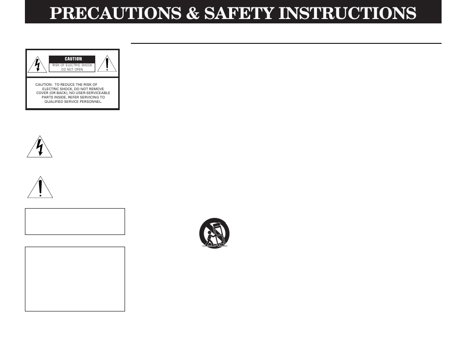 Precautions & safety instructions, Safety instructions | Yamaha DSP-A970 User Manual | Page 2 / 48