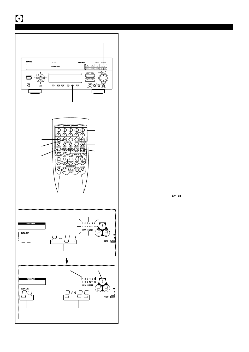 Program play, E-22 video cd player operation, Time | Version 2.0 / playback control, Soft normal max min, Echo, Load discs and close the disc table | Yamaha EM-203VCD User Manual | Page 30 / 58