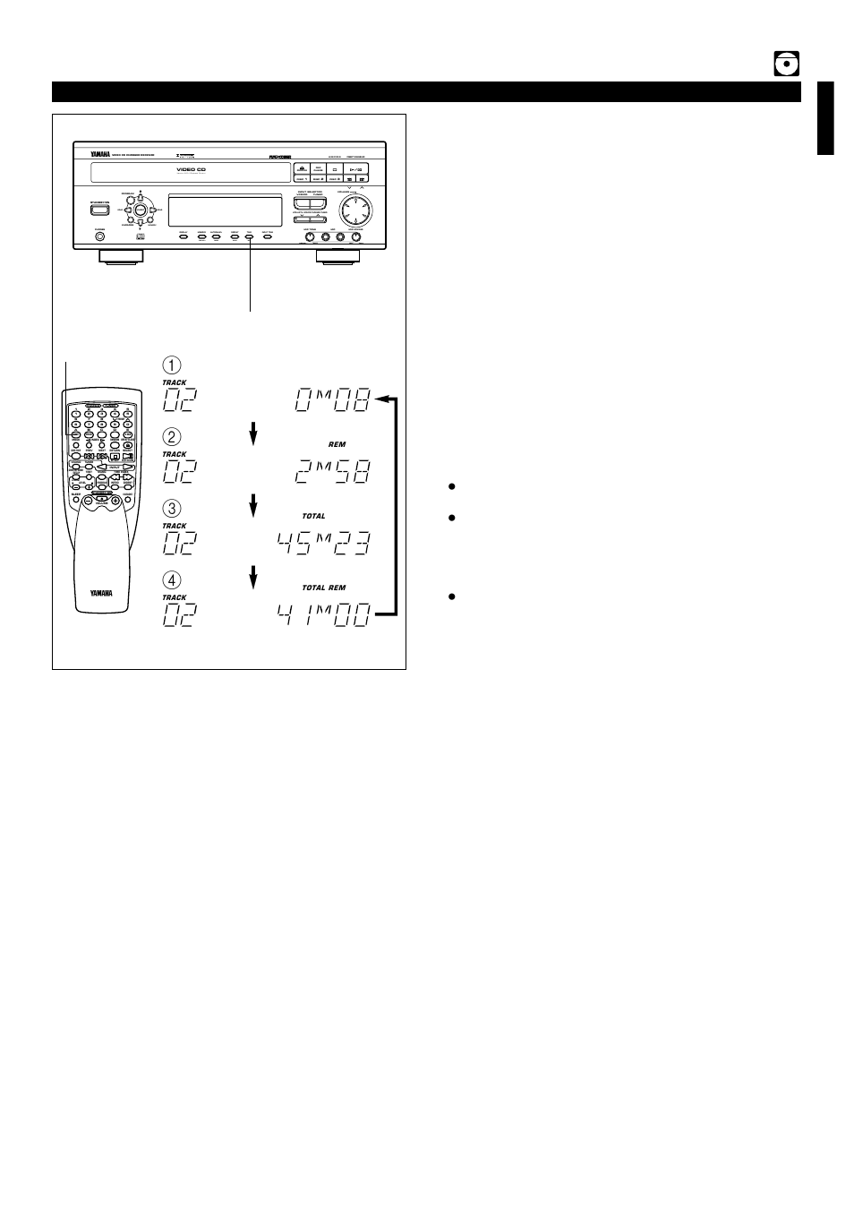 Switching the time display, E-25 english, Video cd player operation | Time, Version 2.0 / playback control, Soft normal max min, Echo | Yamaha EM-203VCD User Manual | Page 33 / 58