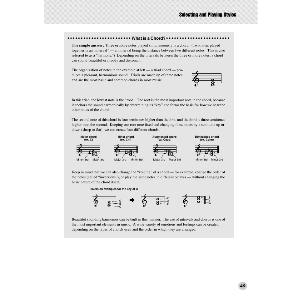 Selecting and playing styles | Yamaha PSR-172  EN User Manual | Page 49 / 64