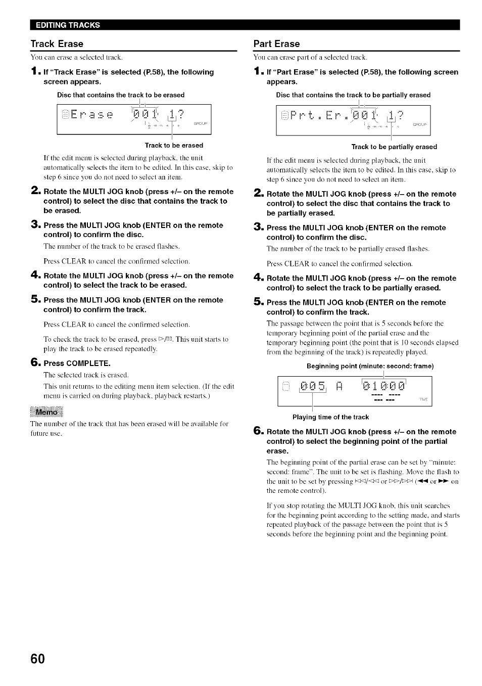 Track erase | Yamaha CDR-HD1500 User Manual | Page 66 / 90