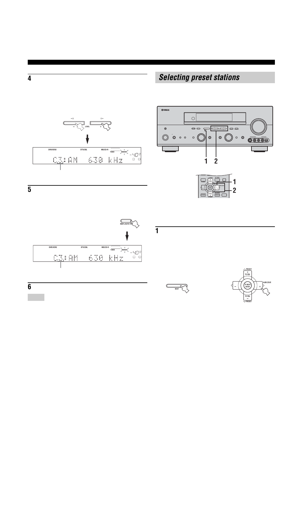 Selecting preset stations | Yamaha RX-V757 User Manual | Page 44 / 97