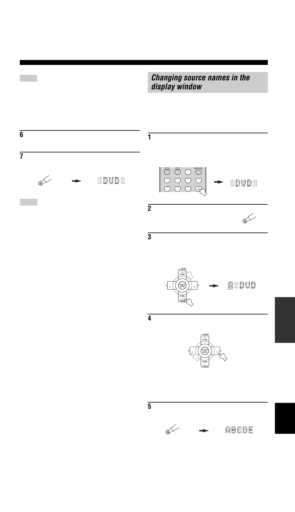 Changing source names in the display window | Yamaha RX-V757 User Manual | Page 75 / 97