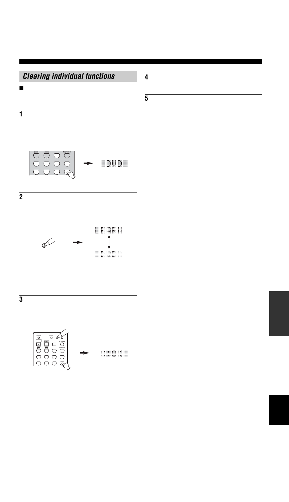 Transmit re-name, System, Clear learn | Clearing individual functions | Yamaha RX-V757 User Manual | Page 77 / 97