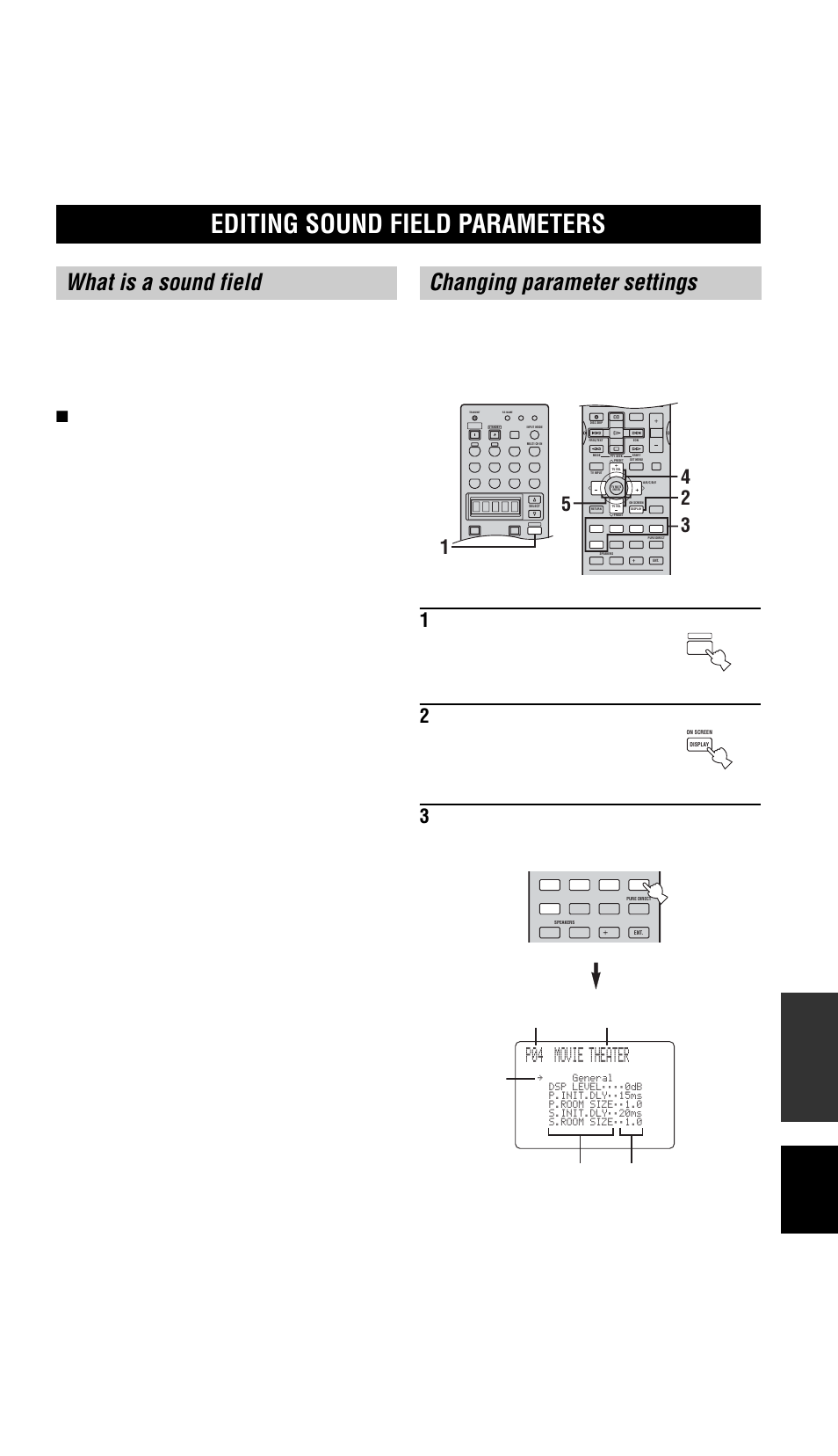 Editing sound field parameters, What is a sound field changing parameter settings | Yamaha RX-V757 User Manual | Page 81 / 97