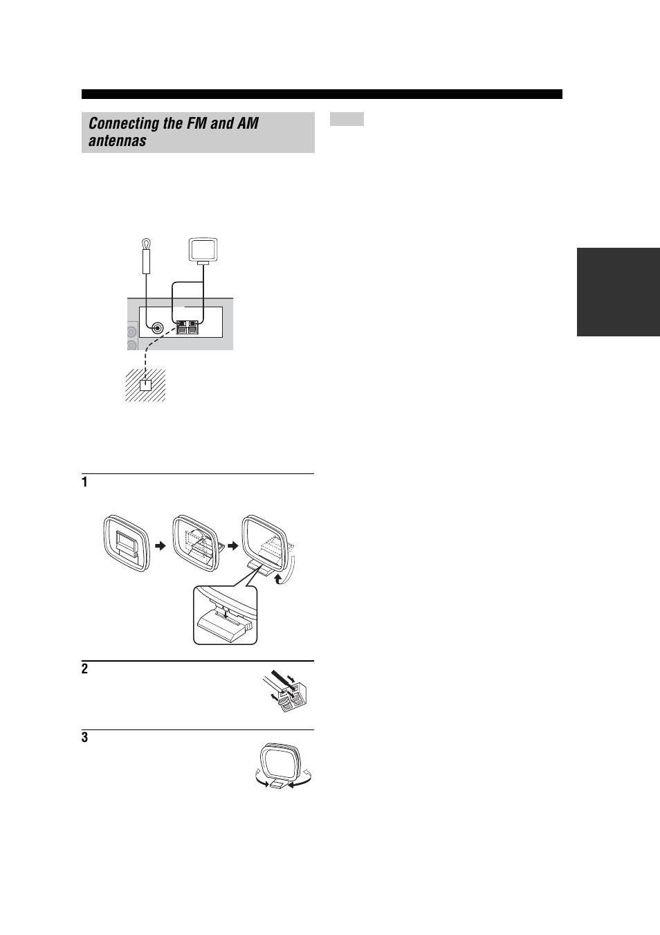 Connecting the fm and am antennas | Yamaha RX-V557 User Manual | Page 23 / 92