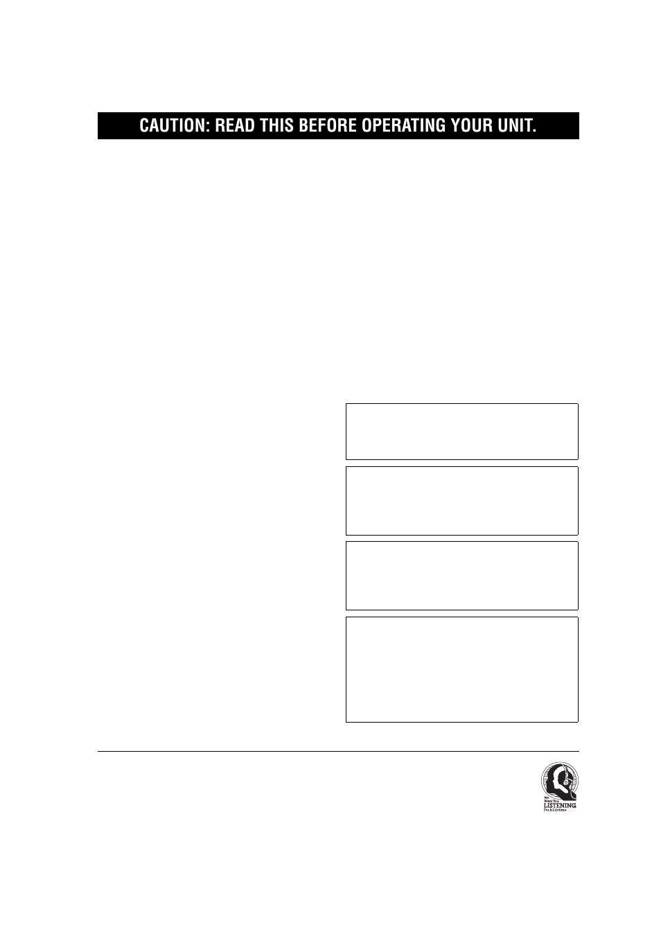 Caution: read this before operating your unit, We want you listening for a lifetime | Yamaha RX-V557 User Manual | Page 4 / 92