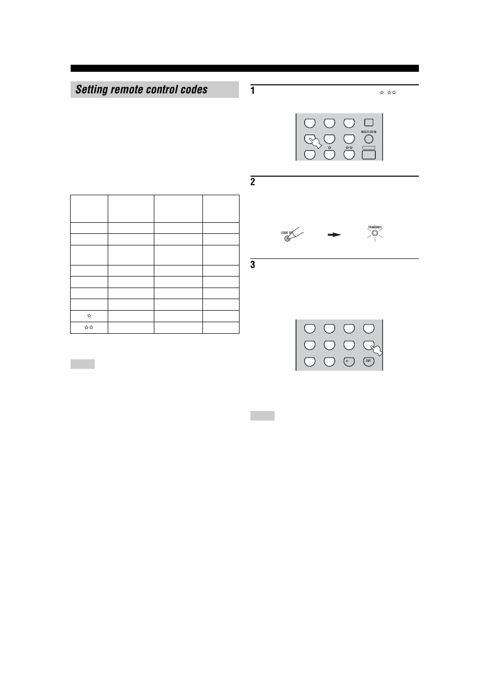 Setting remote control codes | Yamaha RX-V557 User Manual | Page 70 / 92