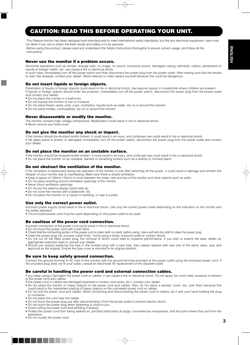 Caution: read this before operating your unit | Yamaha PDM-4210E User Manual | Page 4 / 58