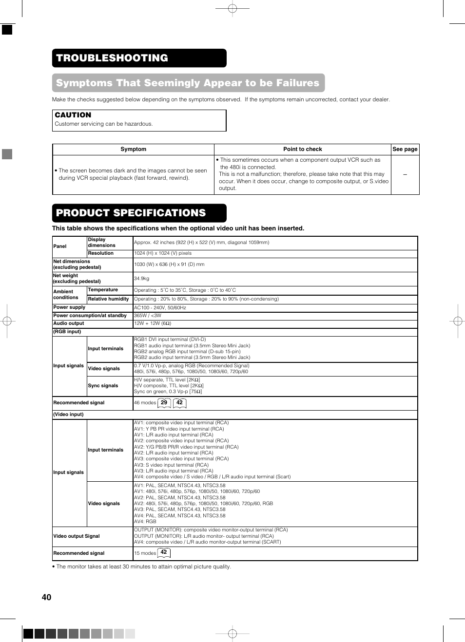 Product specifications | Yamaha PDM-4210E User Manual | Page 41 / 58