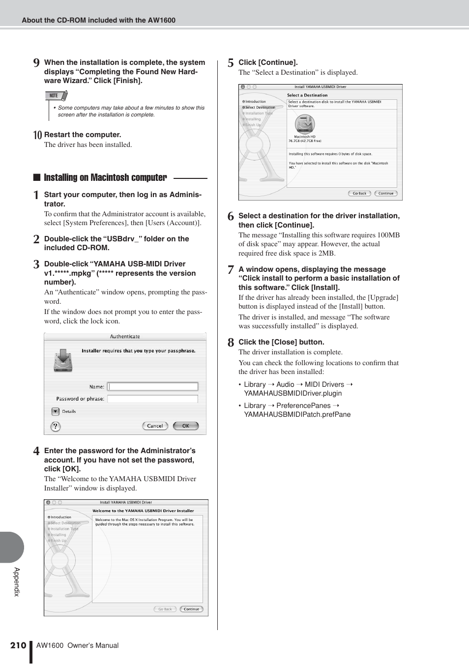 Yamaha AW1600 User Manual | Page 210 / 232