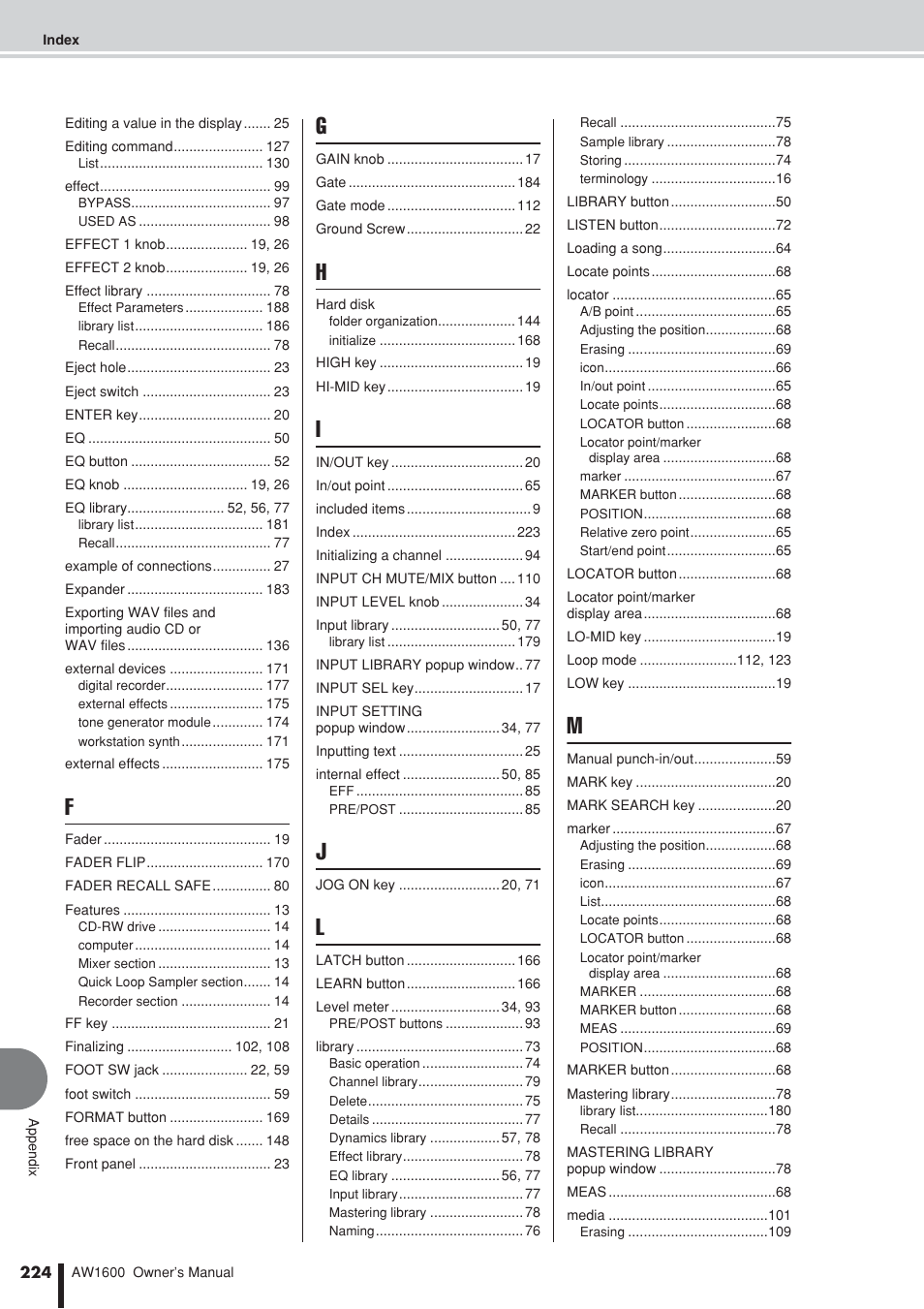 Yamaha AW1600 User Manual | Page 224 / 232