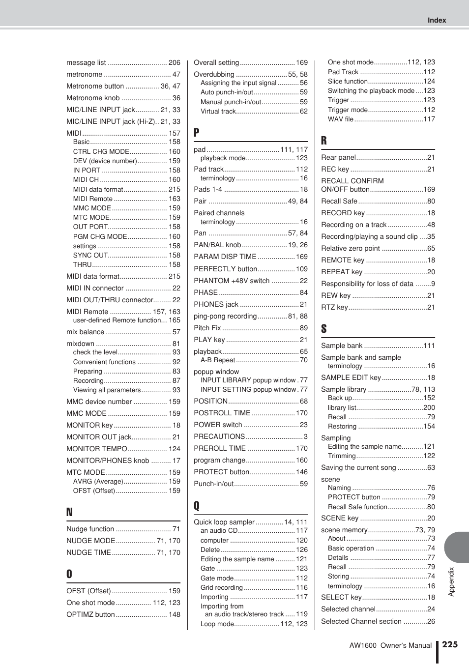 Yamaha AW1600 User Manual | Page 225 / 232