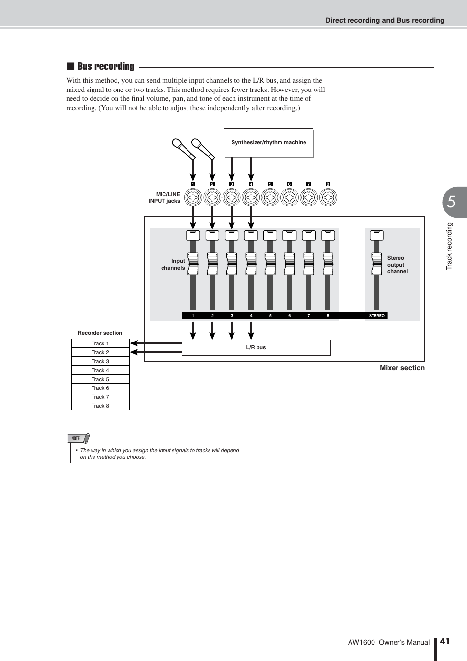 Bus recording | Yamaha AW1600 User Manual | Page 41 / 232