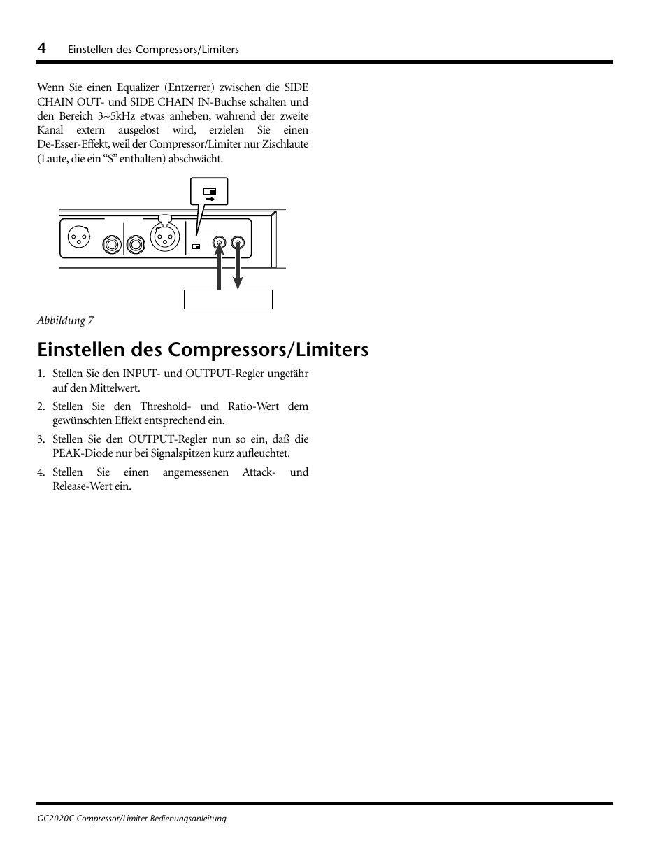 Einstellen des compressors/limiters | Yamaha GC2020C User Manual | Page 31 / 50