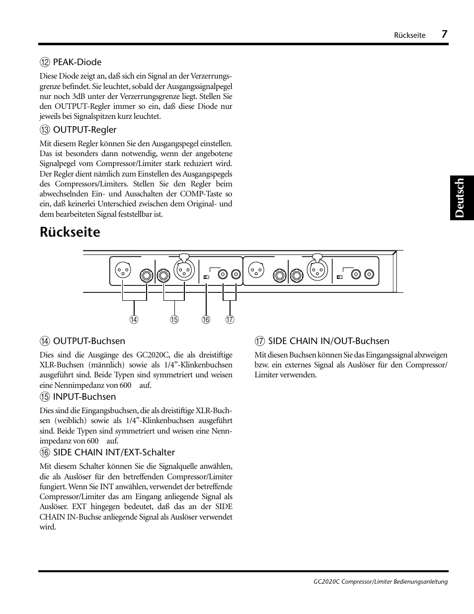 Rückseite, Deutsch, De f g | Yamaha GC2020C User Manual | Page 34 / 50