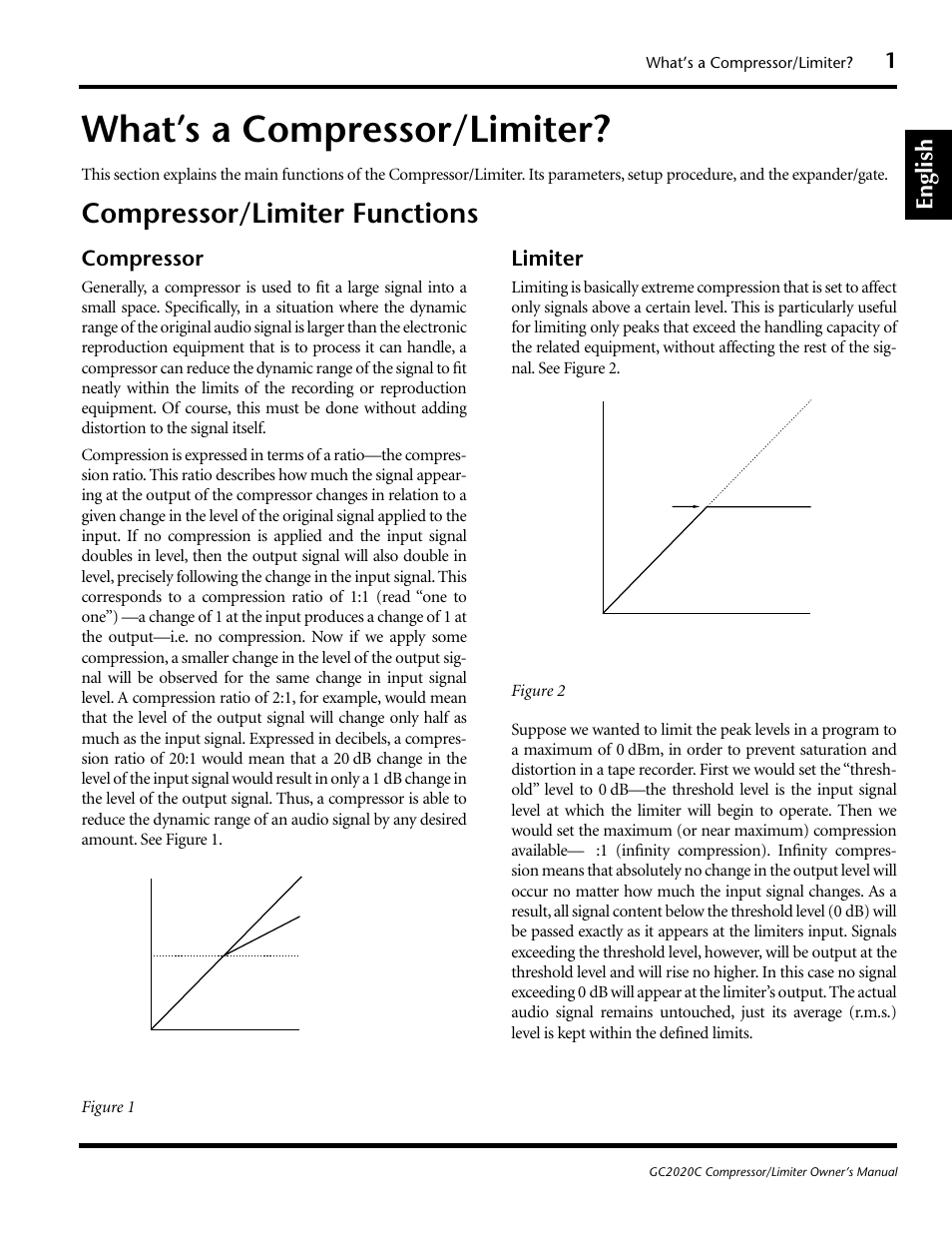 What’s a compressor/limiter, Compressor/limiter functions, English | Compressor, Limiter | Yamaha GC2020C User Manual | Page 4 / 50