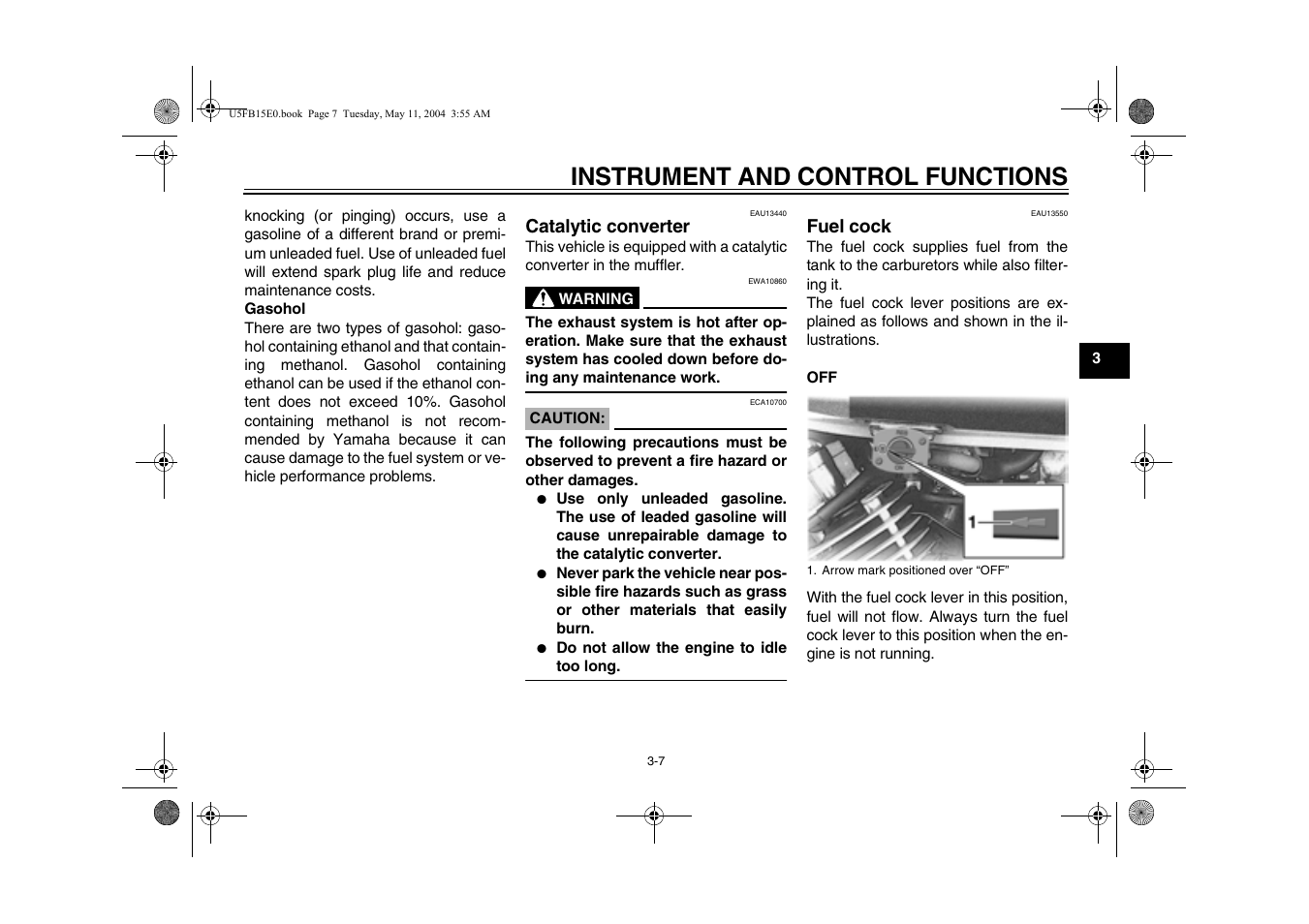 Instrument and control functions | Yamaha XVS650ATT(C User Manual | Page 27 / 101