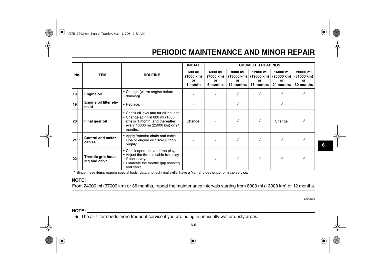 Periodic maintenance and minor repair | Yamaha XVS650ATT(C User Manual | Page 49 / 101