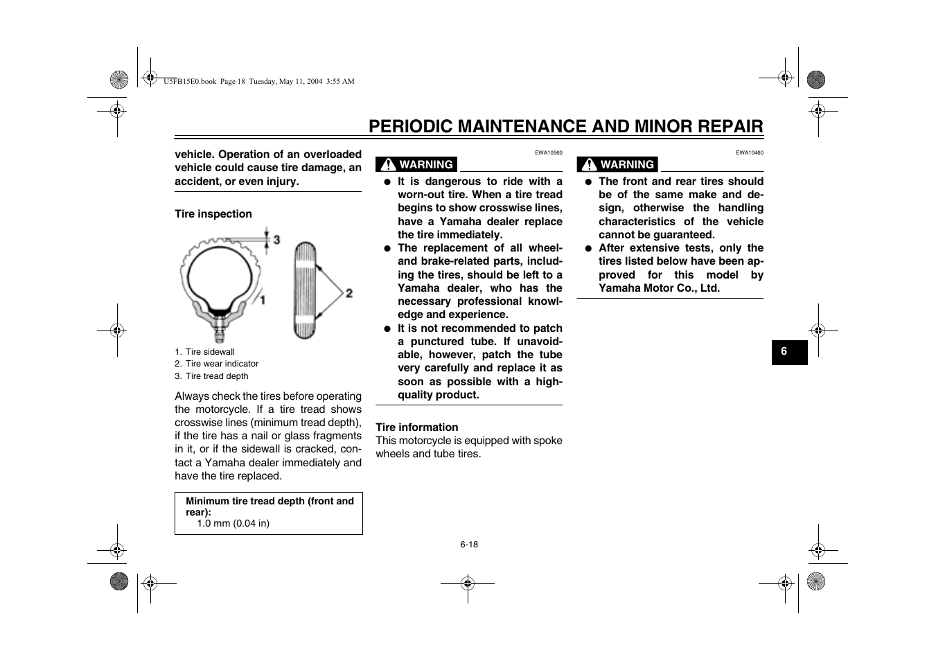 Periodic maintenance and minor repair | Yamaha XVS650ATT(C User Manual | Page 61 / 101