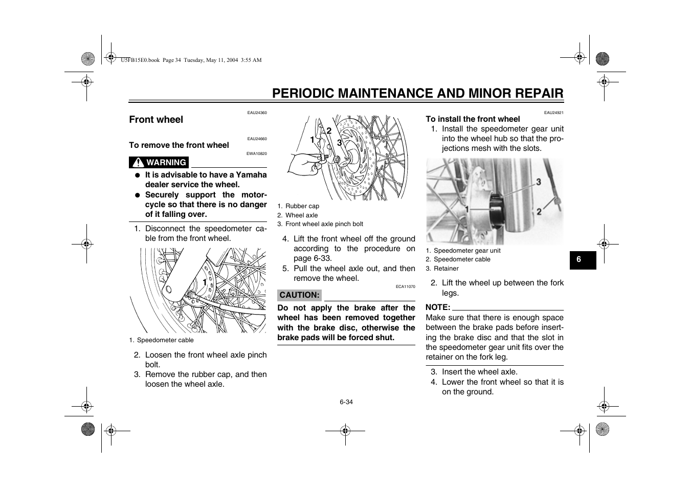 Periodic maintenance and minor repair | Yamaha XVS650ATT(C User Manual | Page 77 / 101