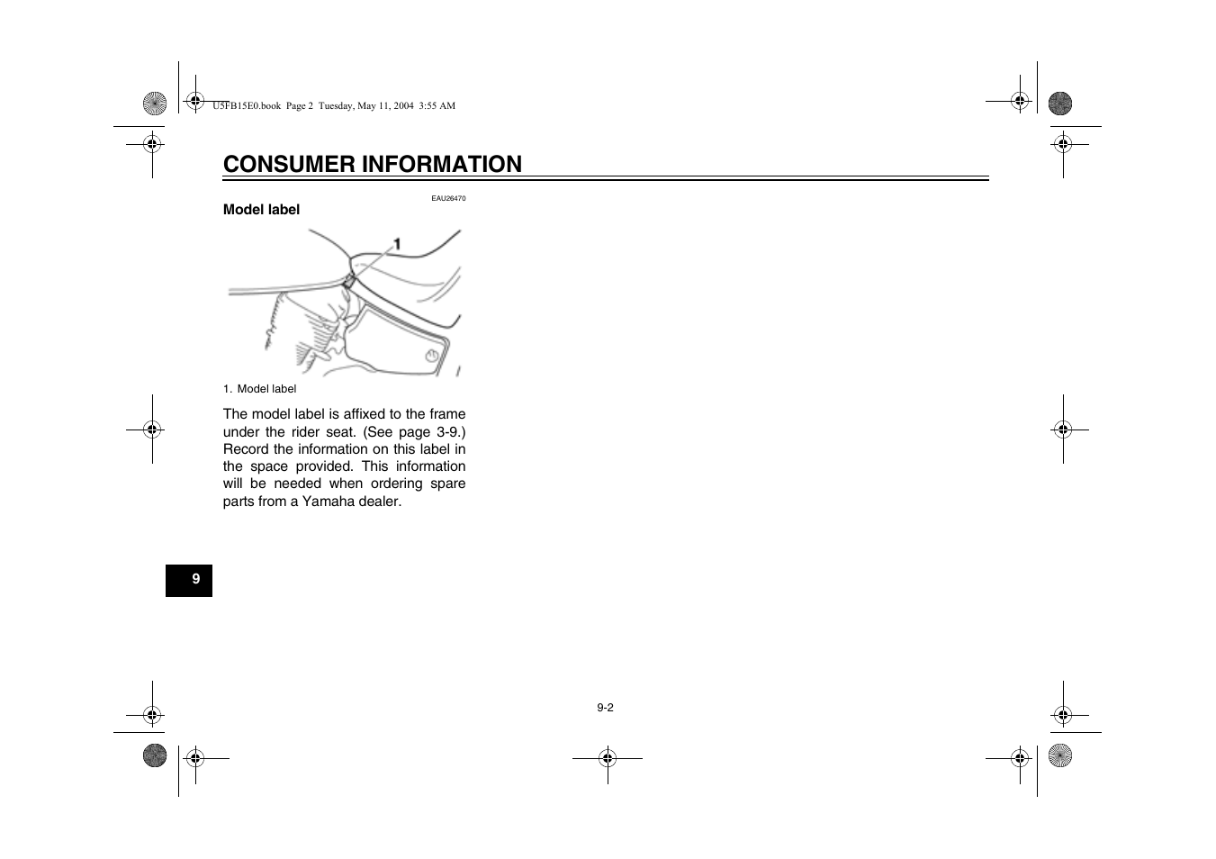 Consumer information | Yamaha XVS650ATT(C User Manual | Page 90 / 101