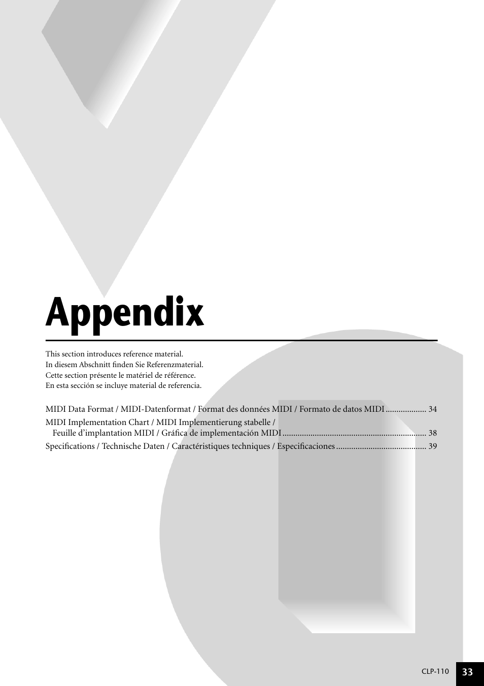 Appendix | Yamaha CLP-110 User Manual | Page 33 / 46