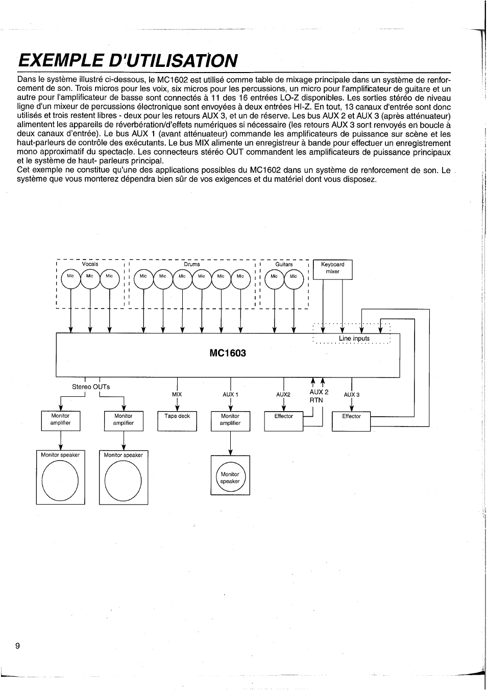 Exemple d'utilisation, Exemple d’utilisation | Yamaha MC2403 User Manual | Page 25 / 61