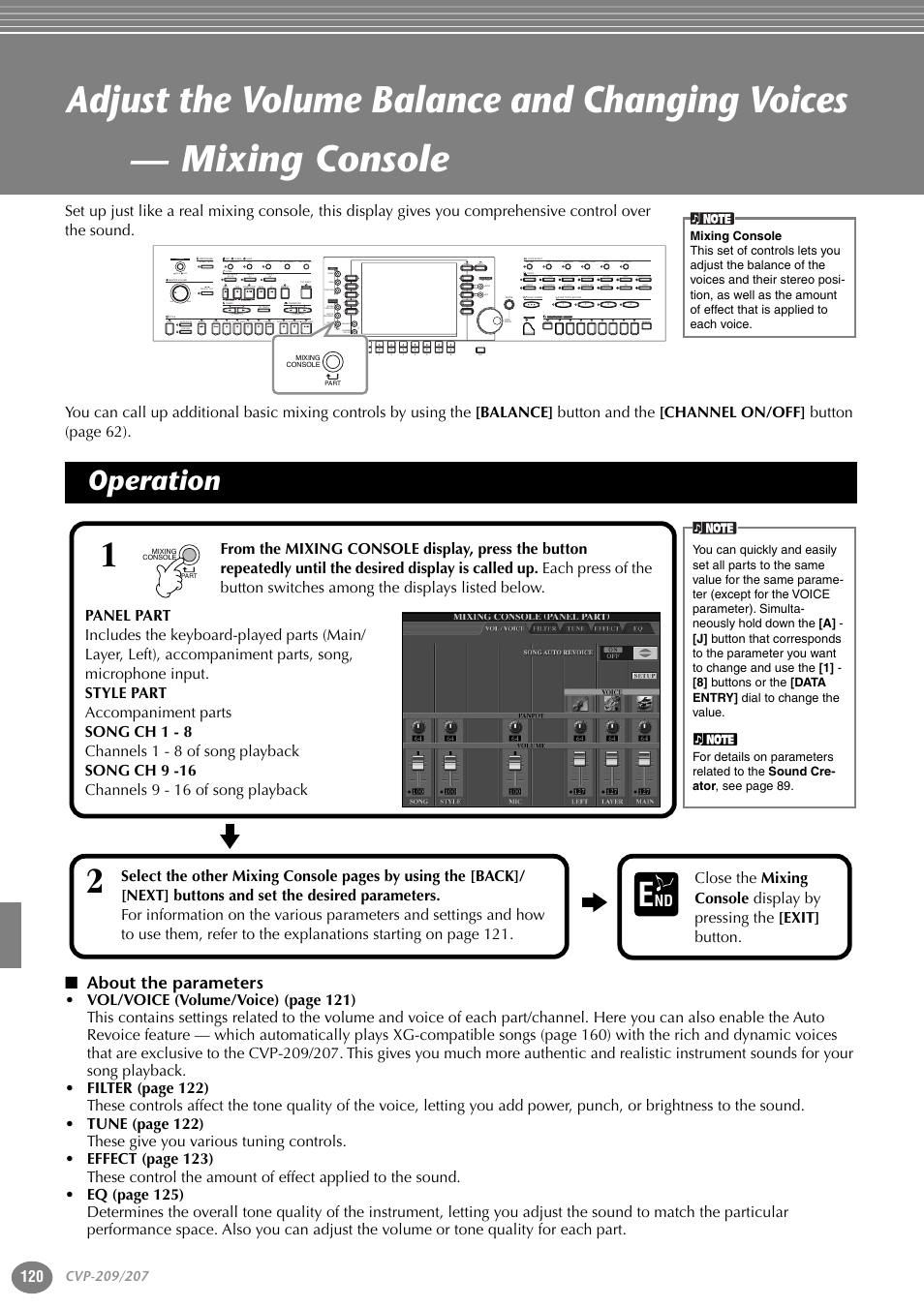 Operation, About the parameters, P. 120 | Yamaha CVP-207  EN User Manual | Page 120 / 176