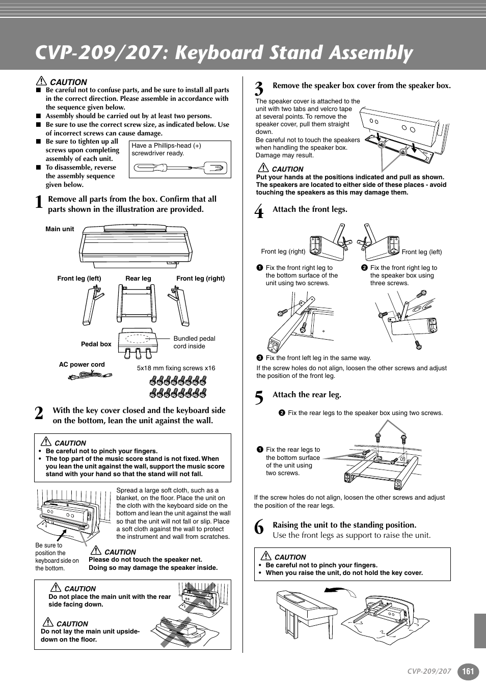 Cvp-209/207: keyboard stand assembly | Yamaha CVP-207  EN User Manual | Page 161 / 176