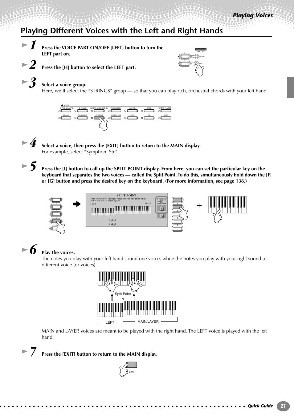 Playing voices | Yamaha CVP-207  EN User Manual | Page 27 / 176