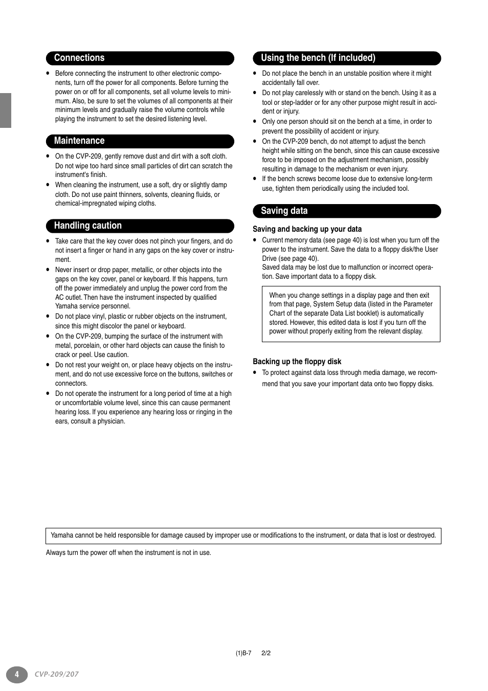 Yamaha CVP-207  EN User Manual | Page 4 / 176