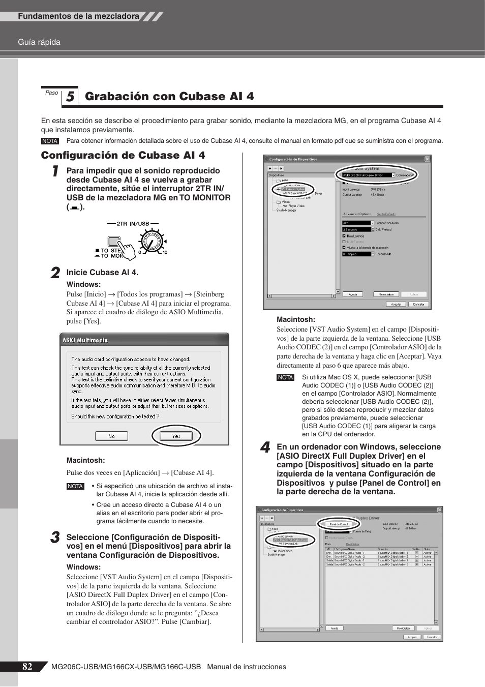 Grabación con cubase ai 4, Configuración de cubase ai 4 | Yamaha MG166C-USB User Manual | Page 10 / 37