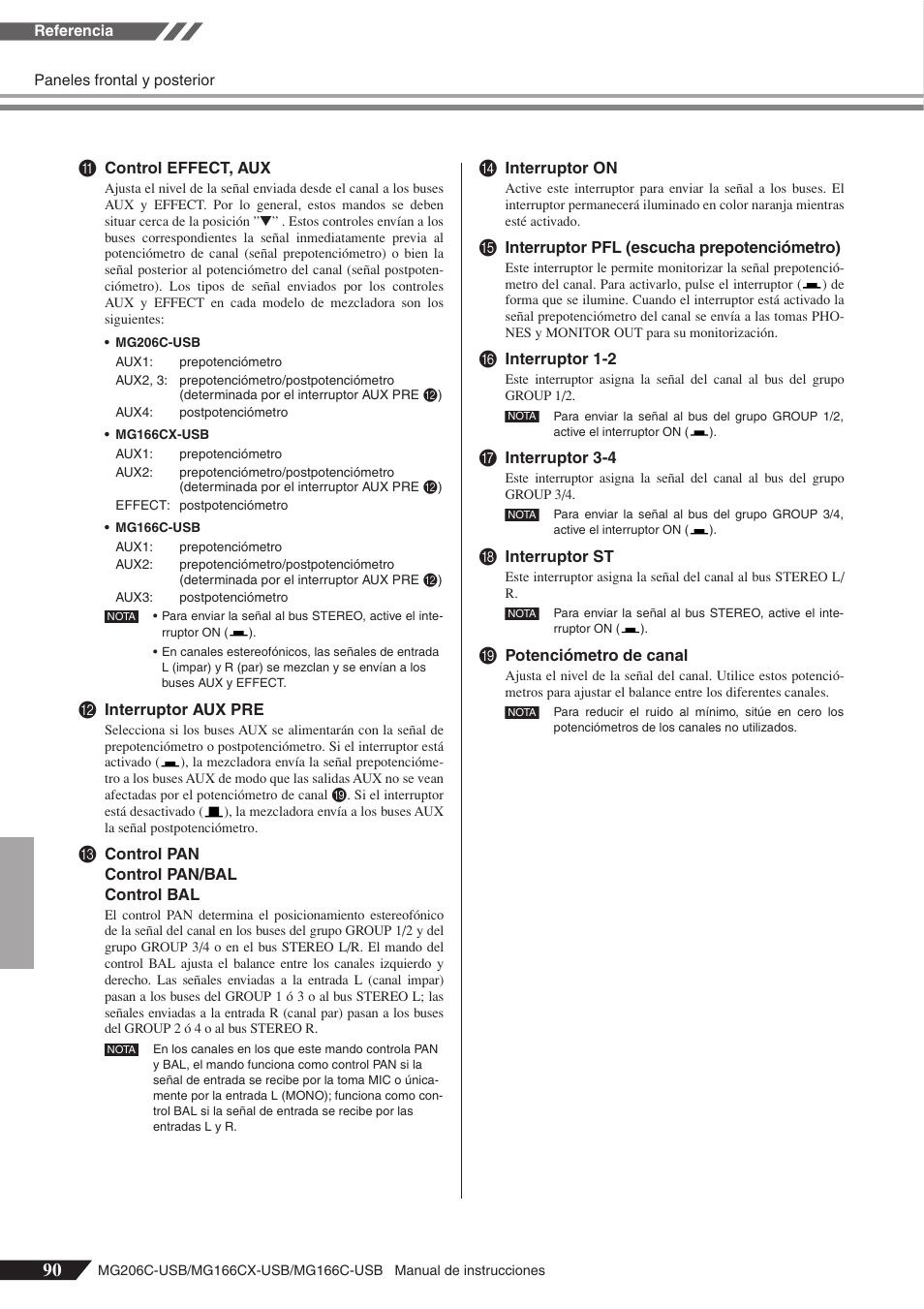 90 a | Yamaha MG166C-USB User Manual | Page 18 / 37