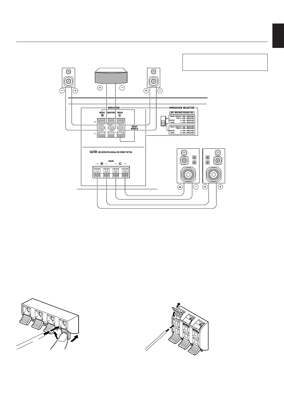 Connecting speakers, English, How to connect | Yamaha R-V303 User Manual | Page 11 / 32