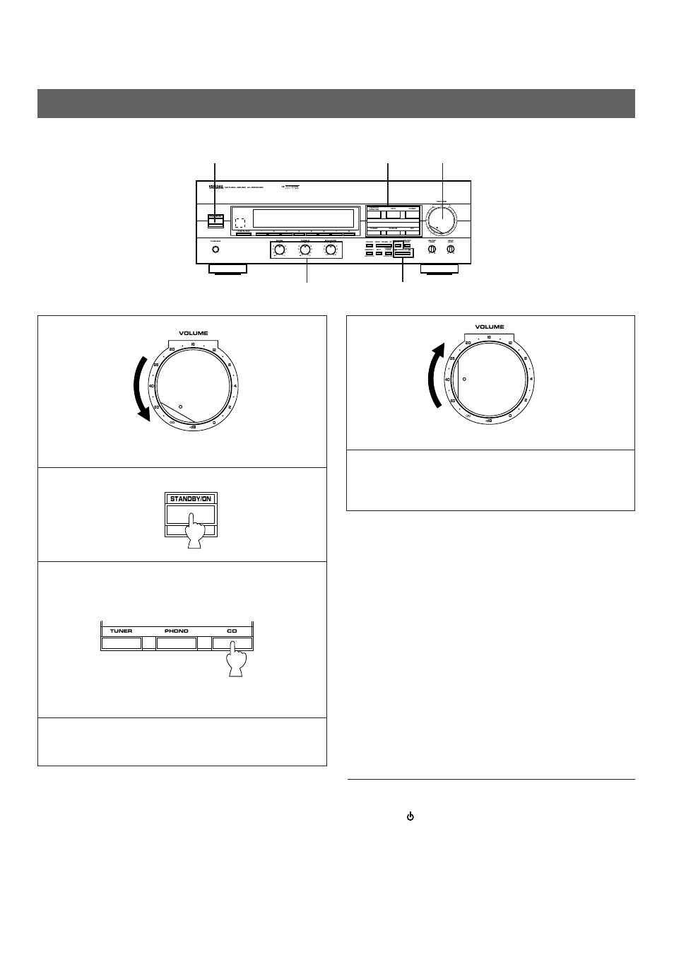 Basic operations, When you finish using this unit, Set to the | Position, Turn the power on, Adjust to the desired output level, Man'l/auto fm, Auto/man'l mono | Yamaha R-V303 User Manual | Page 20 / 32