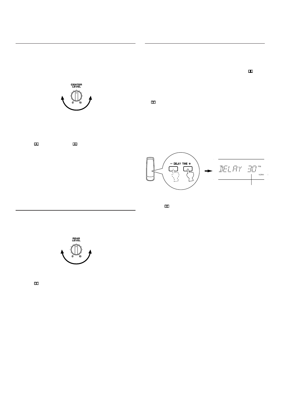 Adjustment of delay time, Control range, Preset value | Yamaha R-V303 User Manual | Page 28 / 32