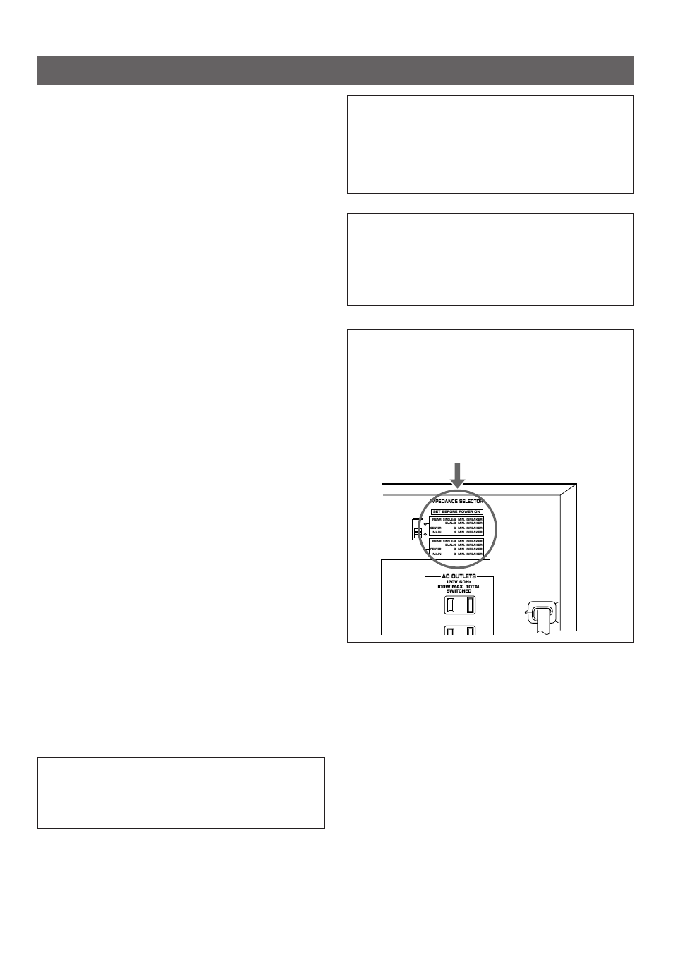 Caution, Caution : read this before operating your unit, Impedance selector | Always set the volume control to, U.s.a. model) | Yamaha R-V303 User Manual | Page 6 / 32