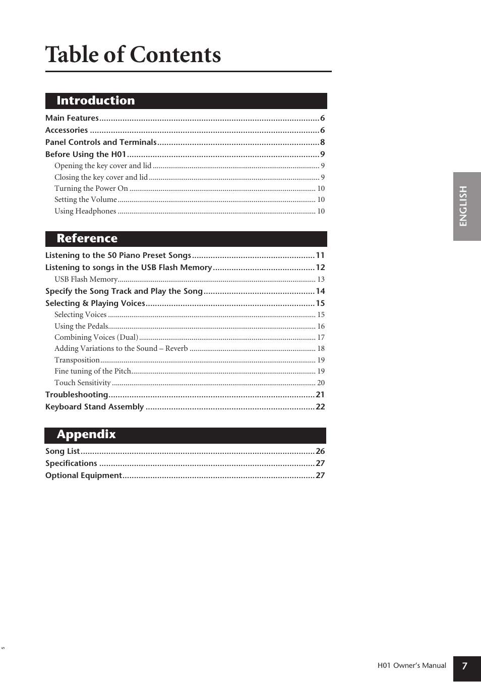 Yamaha H01 User Manual | Page 7 / 30