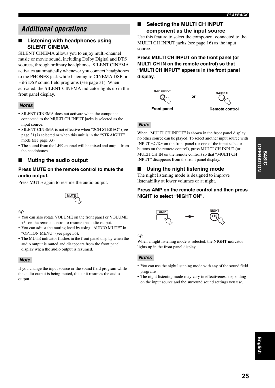 Additional operations | Yamaha RX-V359 User Manual | Page 29 / 74