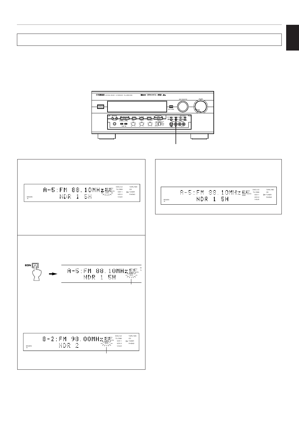 English, Vcr 1 tv/dbs phono tuner cd dvd/ld source tape/md, Flashes | Press once or more, Basic operation | Yamaha RX V2095RDS User Manual | Page 53 / 90