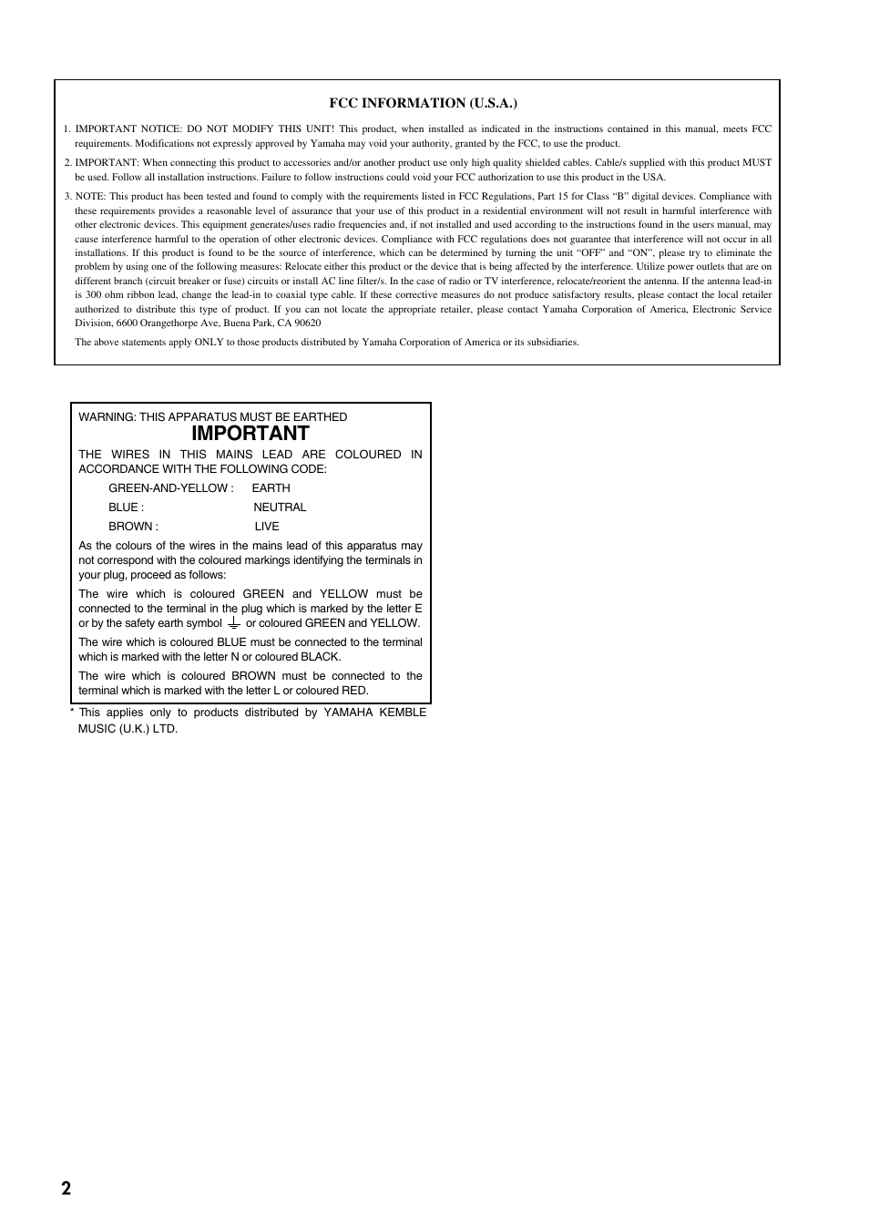 Important | Yamaha AD8 User Manual | Page 2 / 8