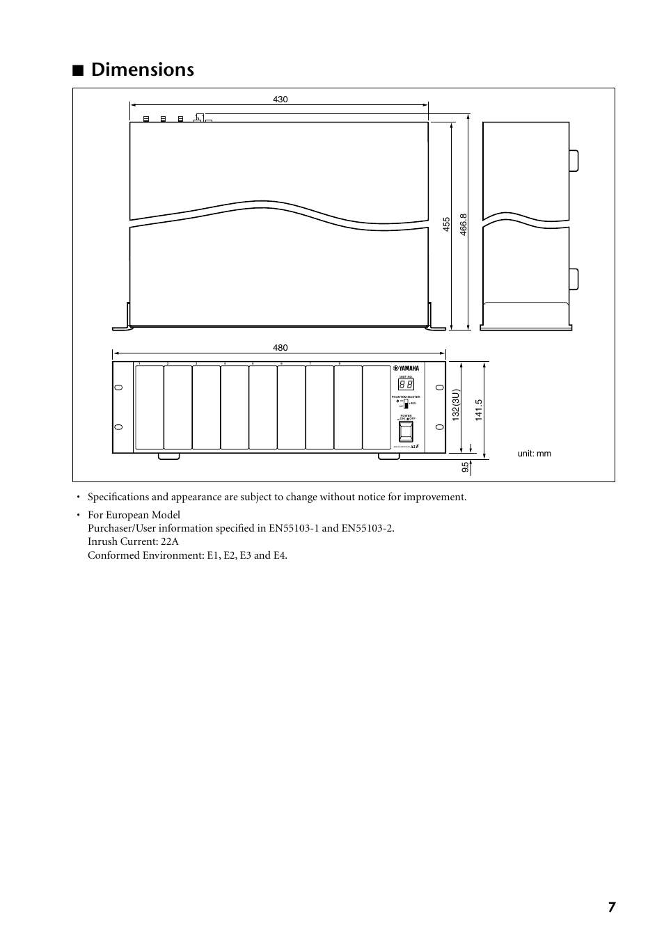 Dimensions | Yamaha AD8 User Manual | Page 7 / 8