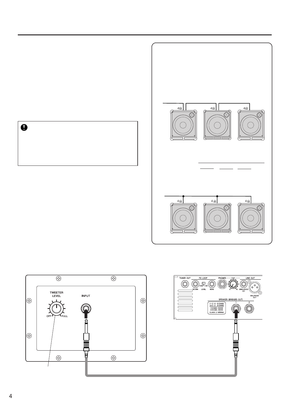 使用方法, 接続するアンプの規格, ツイーターレベルの調整 | Yamaha BBT110S User Manual | Page 4 / 18