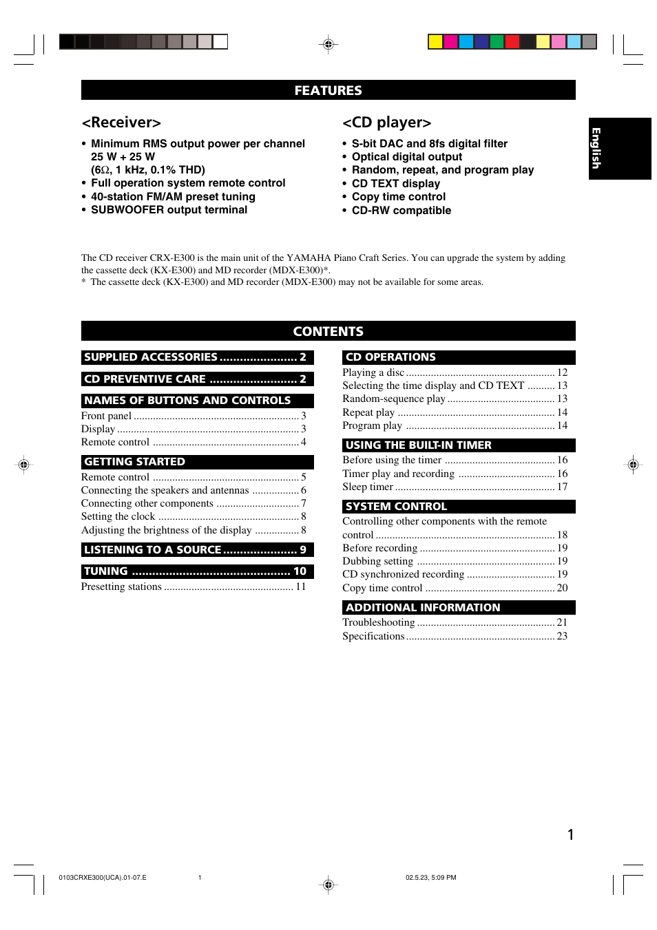 Yamaha CRX-E300 User Manual | Page 5 / 28