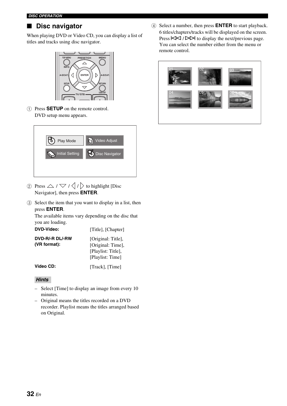 Disc navigator | Yamaha DVX-700 User Manual | Page 36 / 86