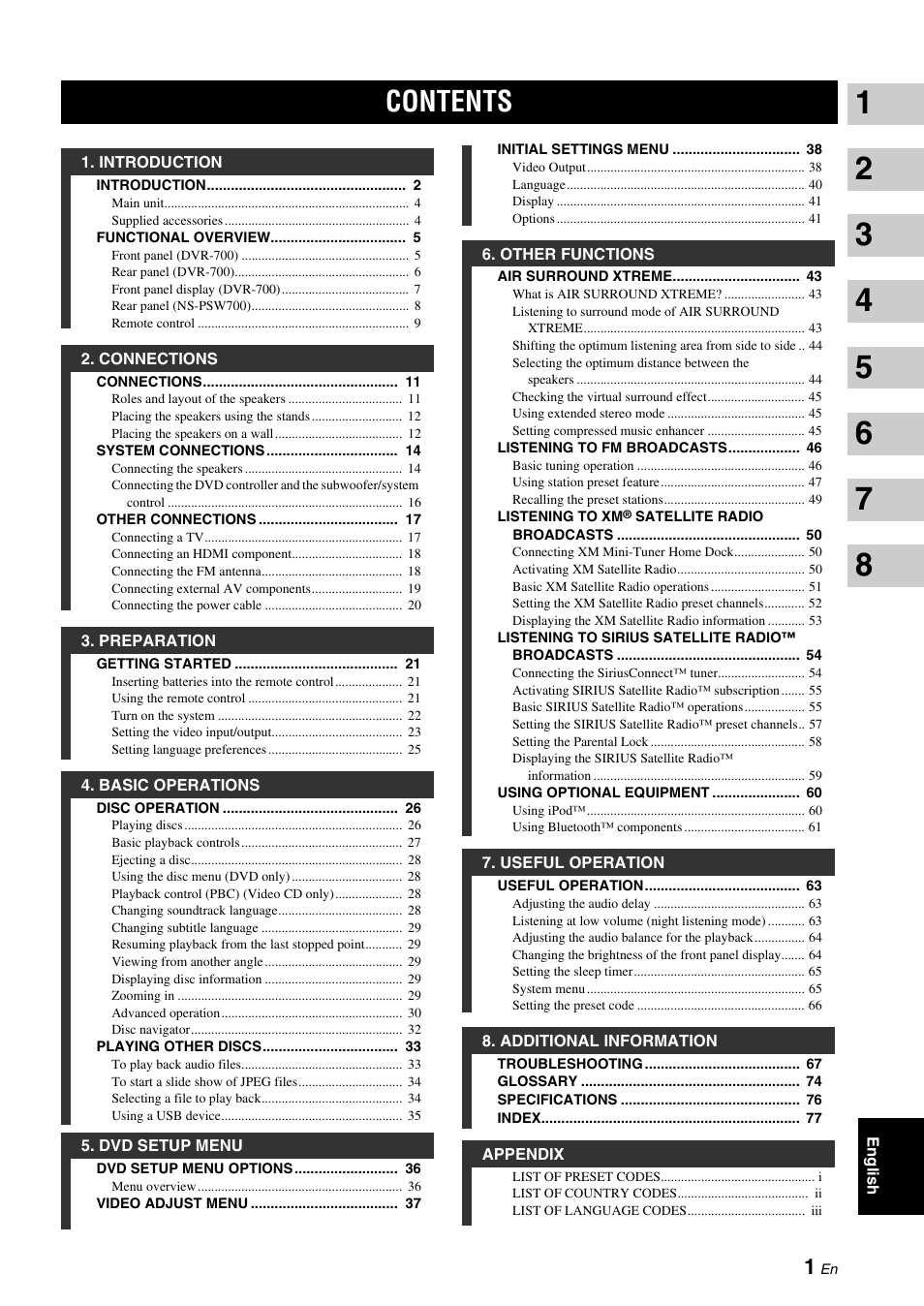 Yamaha DVX-700 User Manual | Page 5 / 86