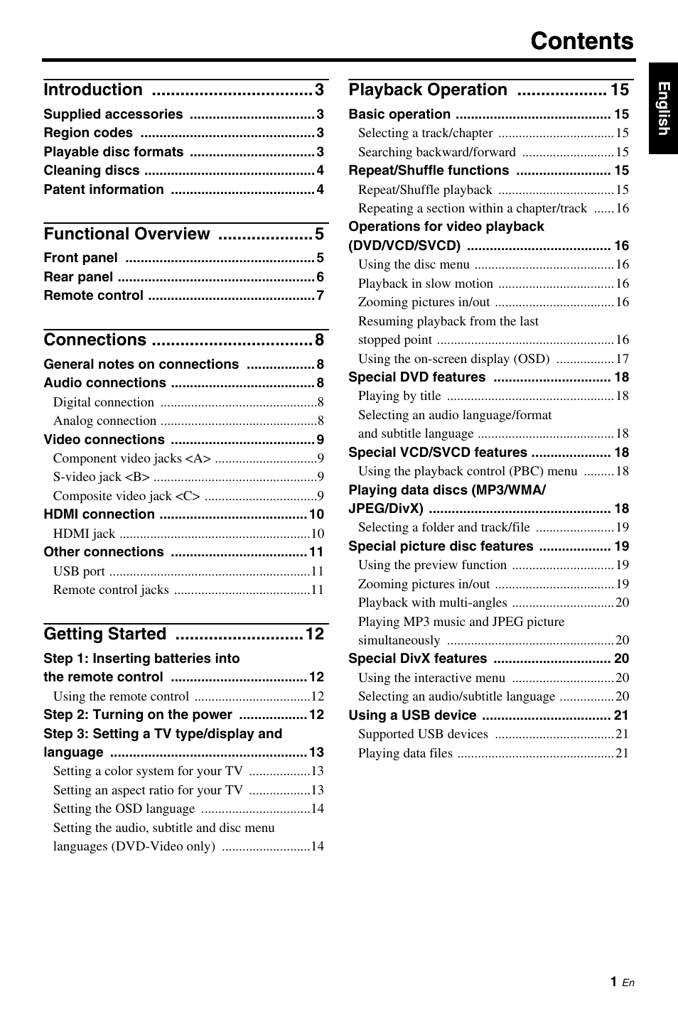 Yamaha DVD-S661 User Manual | Page 5 / 46