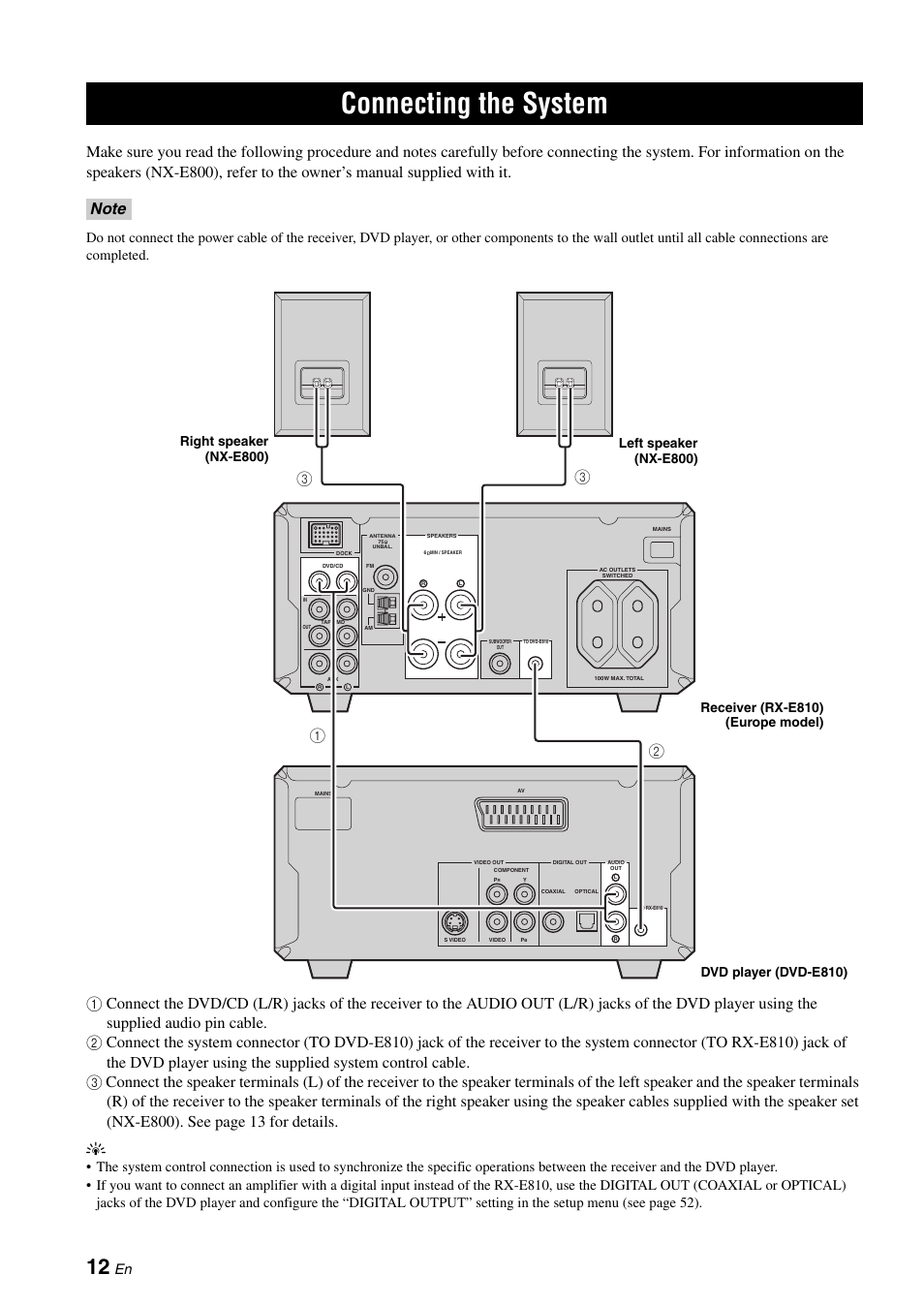 Connecting the system | Yamaha E810 User Manual | Page 16 / 74