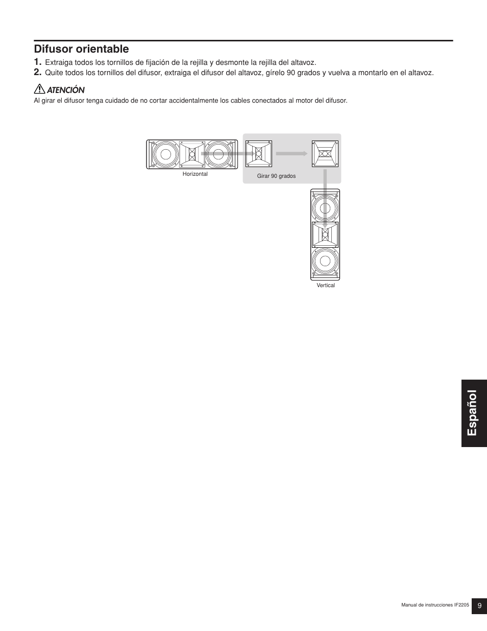 Espa ñ ol, Difusor orientable | Yamaha IF2205(W) User Manual | Page 3 / 6